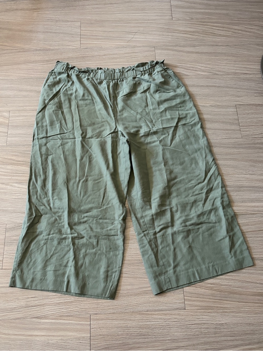 Express Olive Wide-Leg Pull-On Pants